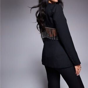 Blazer with Silver Accents Fringe